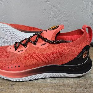 Under Armour Curry Flow Go Running Shoes Coral Red Black 3023814-604 Siz…